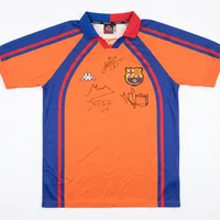 FC Barcelona Jersey Signed by Messi, Maradona & Johan Cruyff